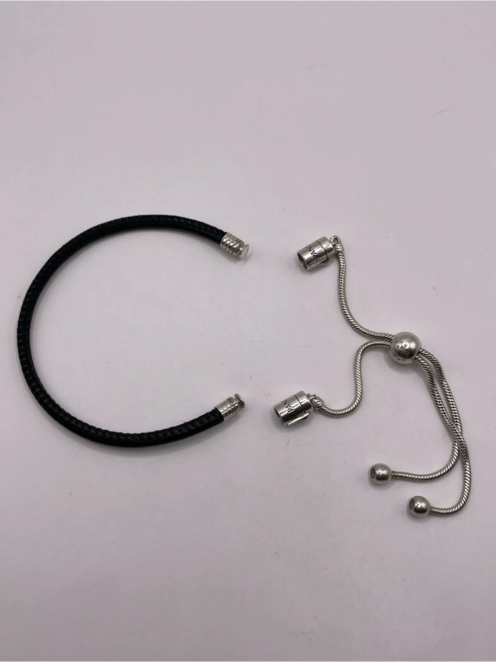 Pandora Black Braided Leather Adjustable Bracelet with Silver Sliding Bolo Clasp - Picture 4 of 7